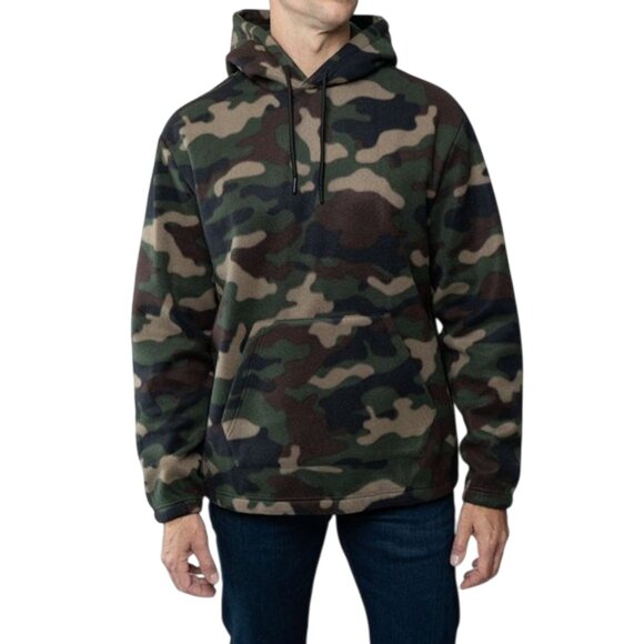 Lazer Lazer Men's Polar Fleece Pullover Hoodie Camo Green - Picture 1 of 5